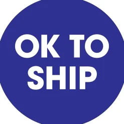 Tape Logic 2" Circle "OK To Ship" Pre Printed Inventory Label, Blue, 500/Roll