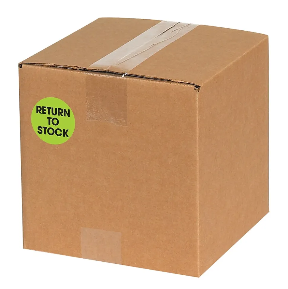 Tape Logic 2" Circle "Return To Stock" Label, Fluorescent Green, 500/Roll