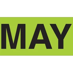 Tape Logic 6" x 3" Rectangle "MAY" Months of the Year Label, Fluorescent Green, 500/Roll