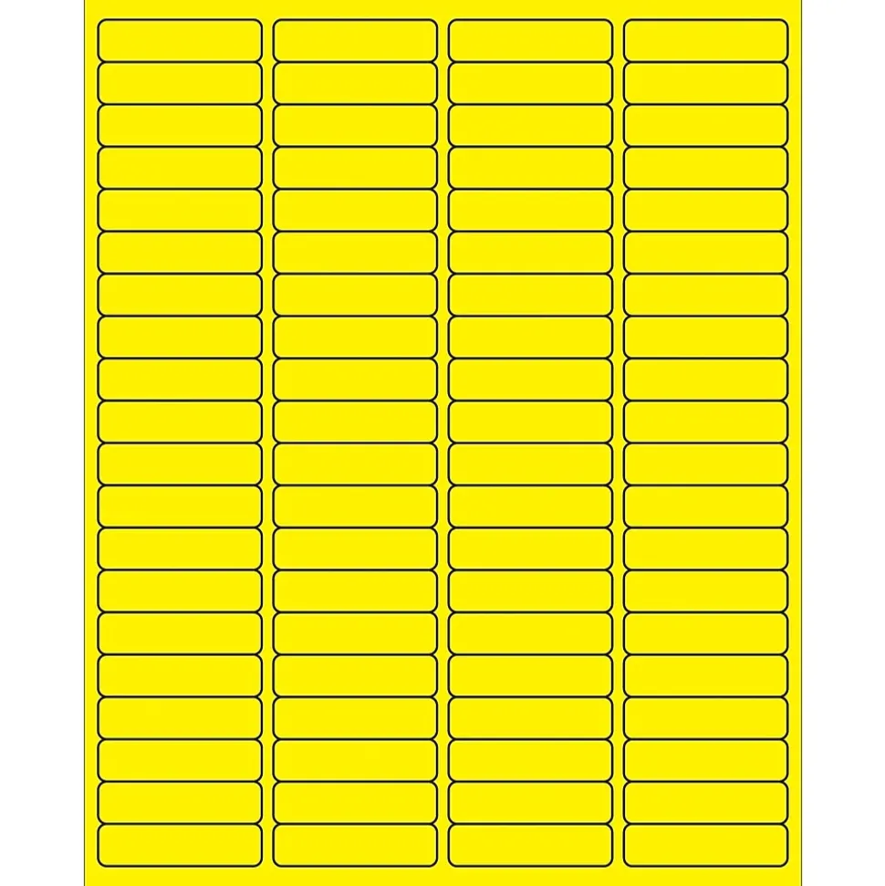 Tape Logic Rectangle Laser Labels, 1 15/16" x 1/2", Fluorescent Yellow, 8000/Case (LL171YE)