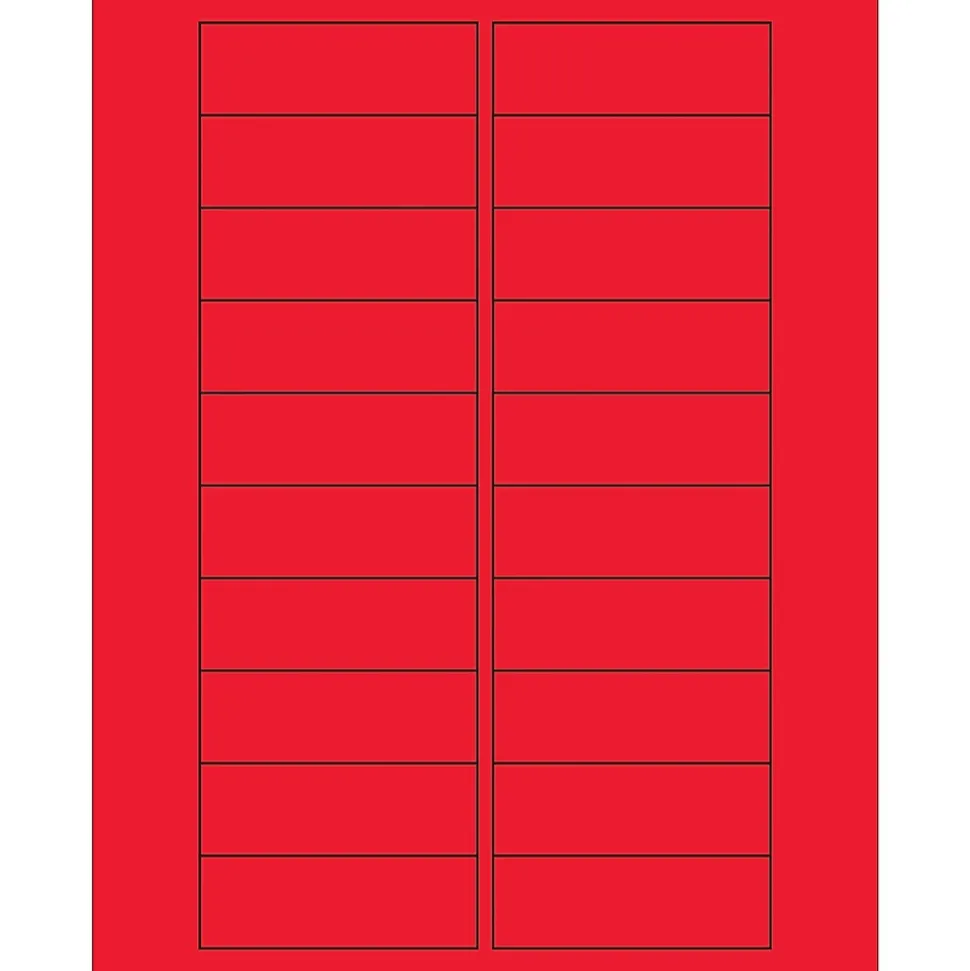 Tape Logic Rectangle Laser Labels, 3" x 1", Fluorescent Red, 2000/Case (LL174RD)