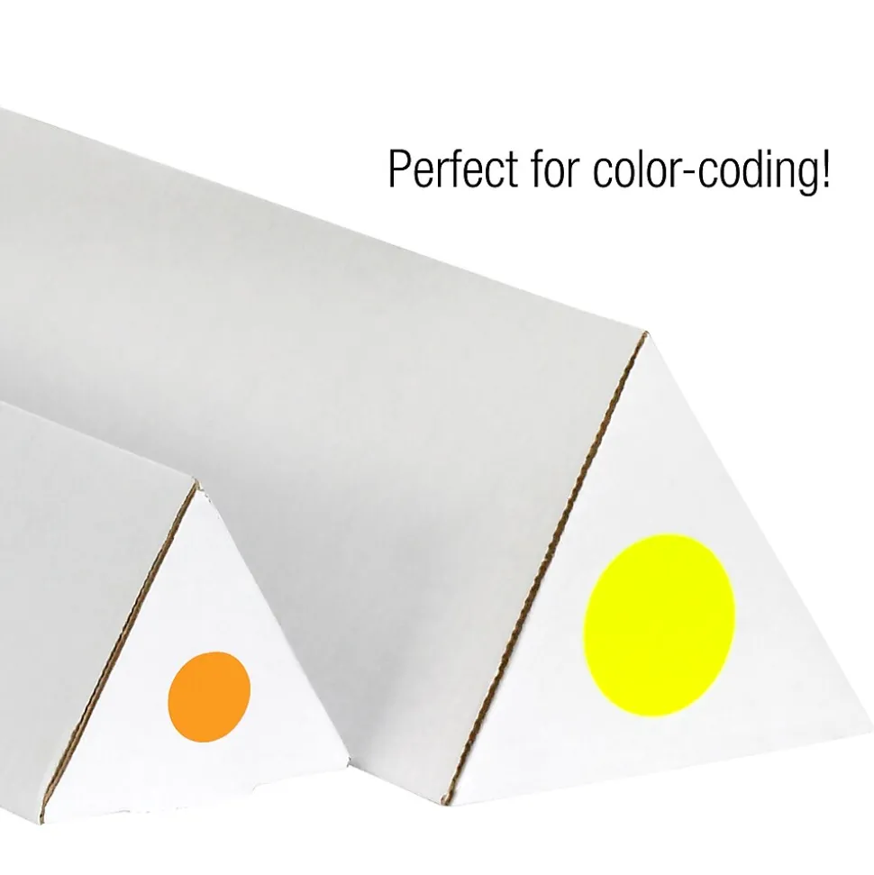 Tape Logic Removable Labels, 2" Circle, Fluorescent Yellow, 500 /Roll (DL1390FY)