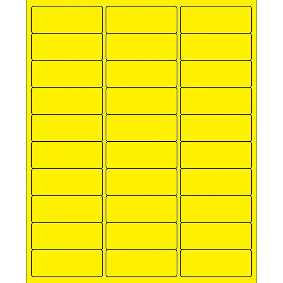 Tape Logic® Removable Rectangle Laser Labels, 2 5/8" x 1", Fluorescent Yellow, 3000/Case (LL405YE)