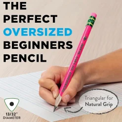 Ticonderoga My First Tri-Write Wood-Cased Pencils, Neon Assorted, 12/Pack, 2 Packs/Bundle (DIX13012-2)