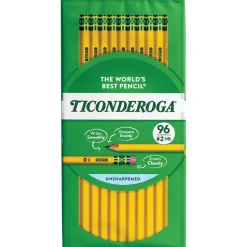 Ticonderoga The World's Best Pencil Wooden Pencil, 2.2mm, #2 Soft Lead, 96/Pack (13872/13882)