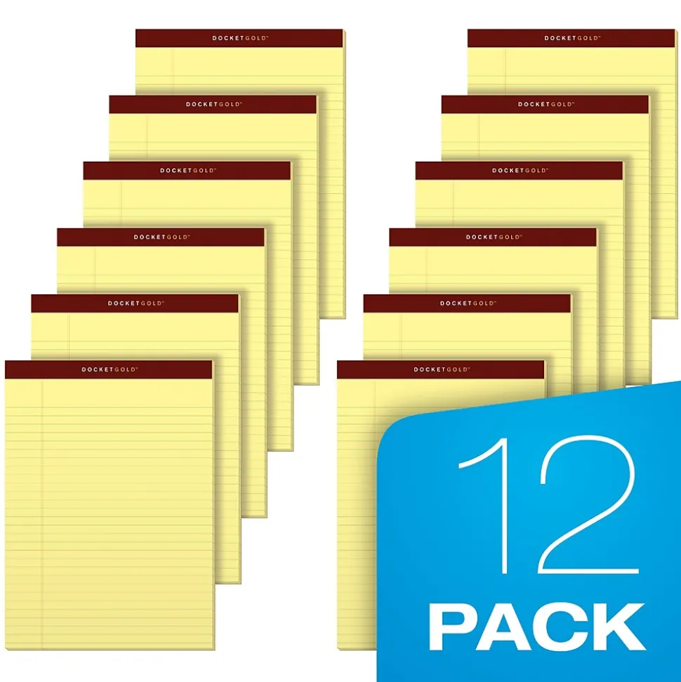 Tops Docket Gold Notepads, 8.5" x 11.75", Canary, 50 Sheets/Pad, 12 Pads/Pack (63950)