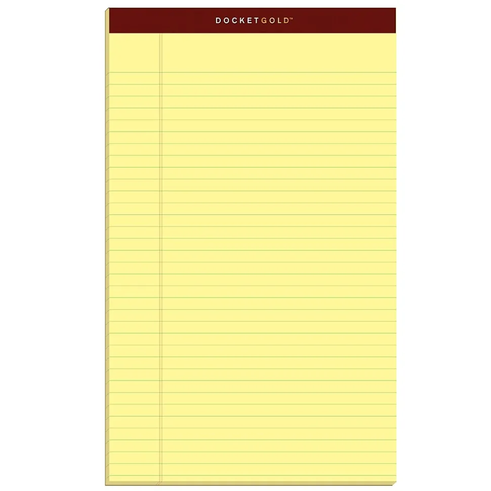 Tops Docket Gold Notepads, 8.5" x 14", Canary, 50 Sheets/Pad, 12 Pads/Pack (63980)