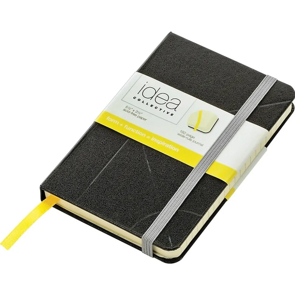 TOPS Idea Collective Pocket Hardcover Journal, 3.5" x 5.5", Wide Ruled, Black, 192 Pages (56874)