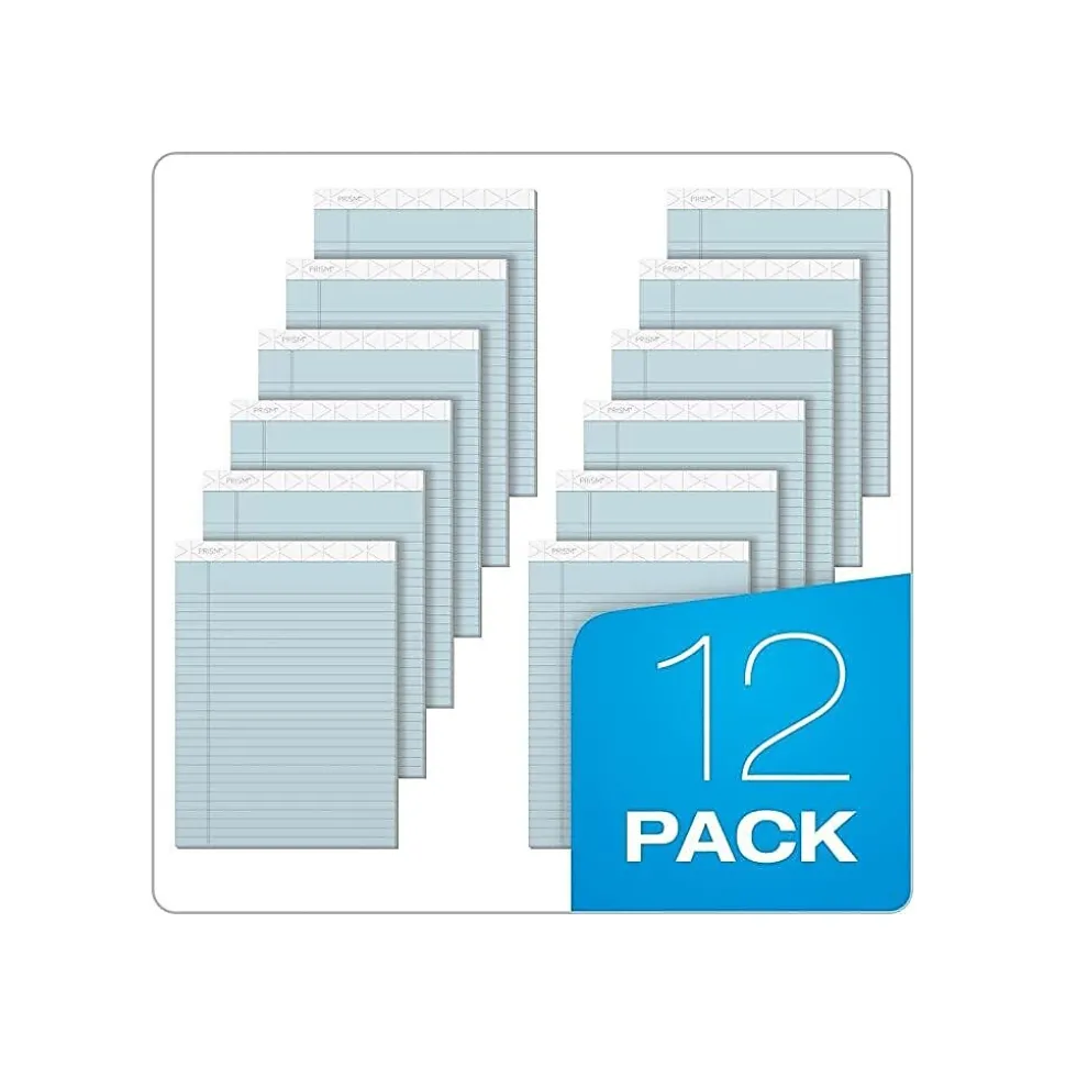 TOPS Prism+ Notepads, 8.5" x 11.75", Wide, Blue, 50 Sheets/Pad, 12 Pads/Pack (TOP63120)
