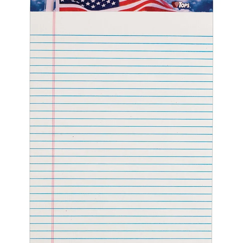 TOPS Recycled American Pride Writing Tablet, 8-1/2" x 11-3/4", Legal Ruled, White, 50 Sheets/Pad, 12 Pads/Pack (75140)