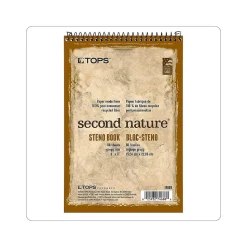 TOPS Second Nature Steno Pad, 6" x 9", Gregg Ruled, White, 80 Sheets/Pad (TOP 74688)