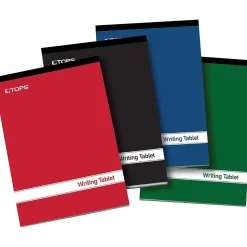 TOPS Writing Tablets, 6" x 9", Narrow Ruled, Assorted Colors, 100 Sheets/Pad, 4 Pads/Pack (E80228)