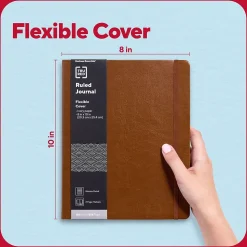 TRU RED™ 8” x 10” Large Flexible Cover Narrow Ruled Journal, Cognac (TR61953)