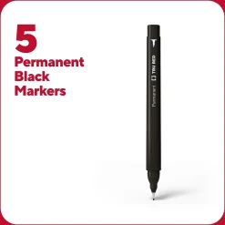 TRU RED™ Pen Permanent Markers, Ultra Fine Tip, Black, 5/Pack (TR54525)
