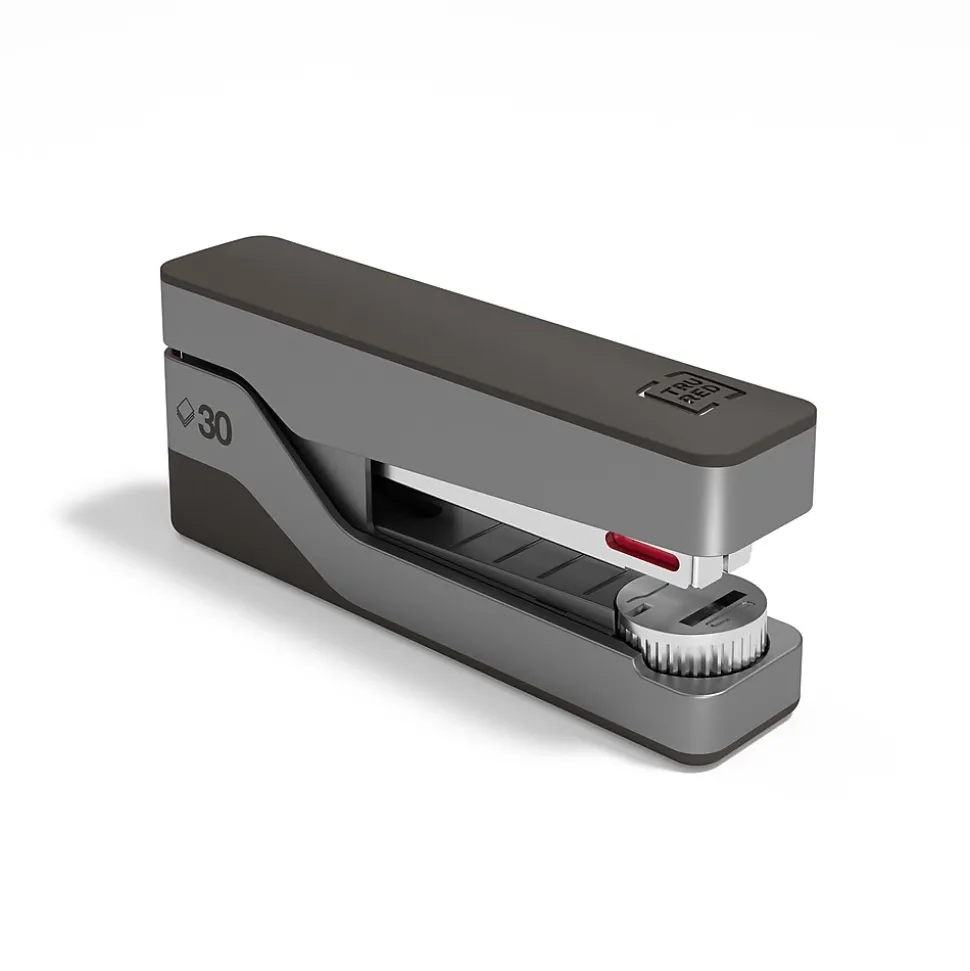 TRU RED™ Premium Desktop Stapler, 30-Sheet Capacity, Gray/Red (TR58078)