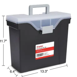 TRU RED™ Slim Portable File Tote, Letter Size, Black, 5/Carton (TR58297CT)