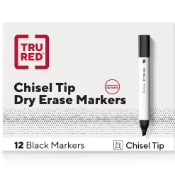 TRU RED™ Tank Dry Erase Markers, Chisel Tip, Black, 12/Pack (TR61440-CC)