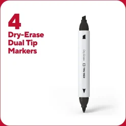TRU RED™ Tank Dry Erase Markers, Twin Tip, Assorted, 4/Pack (TR61439/TR57838)