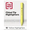 TRU RED™ Tank Highlighter with Grip, Chisel Tip, Yellow, Dozen (TR54579)