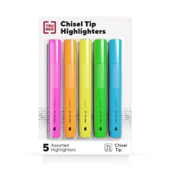 TRU RED™ Tank Highlighter with Grip, Chisel Tip, Assorted, 5/Pack (TR54583)