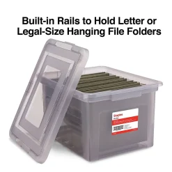 TRU RED™ Weather-Resistant File Box, Letter/Legal, Frost Gray, 4/Carton (TR57623CT)