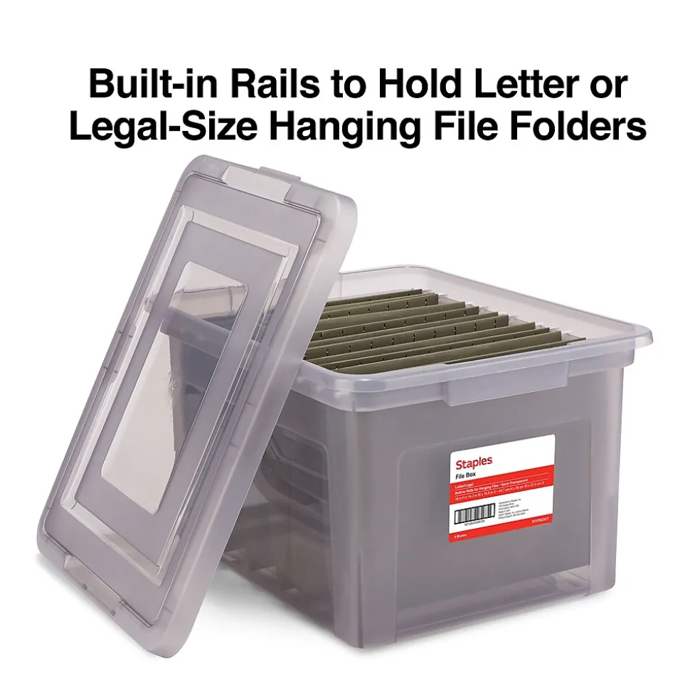 TRU RED™ Weather-Resistant File Box, Letter/Legal, Frost Gray, 4/Carton (TR57623CT)