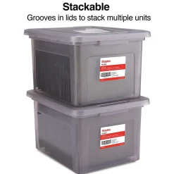 TRU RED™ Weather-Resistant File Box, Letter/Legal, Frost Gray, 4/Carton (TR57623CT)