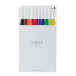 uni EMOTT Fine Line Marker Pens, Fine Point, 0.4mm, Assorted Inks, 10/Pack (24836)