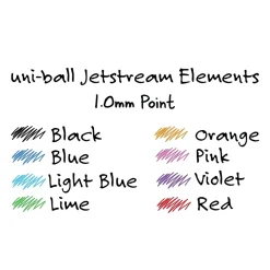 uni Jetstream Elements Ballpoint Pens, Medium Point, 1.0mm, Assorted Ink, 6/Pack (70149)