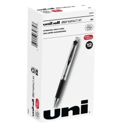 uni-ball 207 Impact RT Retractable Gel Pens, Bold Point, Red Ink, Dozen (65872)