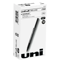 uni-ball Deluxe Rollerball Pens, Micro Point, Black Ink, 12/Pack (60025)