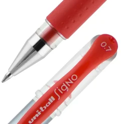 uniball Gel Grip Gel Pens, Medium Point, 0.7mm, Red Ink, 12/Pack (65452)