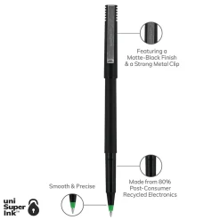 uniball Roller Pen, Micro Point, 0.5mm, Green Ink, Dozen (60154)