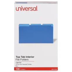Universal File Folder, Legal Size, Blue, 100/Box (UNV15301)