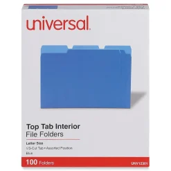Universal File Folder, Letter Size, Blue, 100/Box (UNV12301)