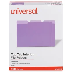 Universal File Folder, Letter Size, Violet, 100/Box (UNV12305)