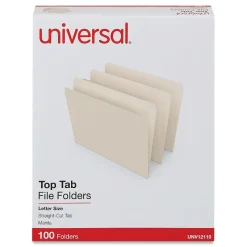 Universal File Folder, Straight Cut, Letter Size, Manila, 100/Box (UNV12110)