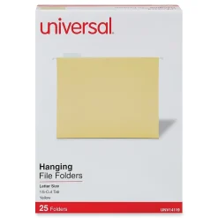 Universal Recycled Hanging File Folder, Letter Size, Yellow, 25/Box (UNV14119)