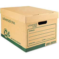 Universal Recycled Record Storage Boxes, Letter, 12" x 10" x 15", Kraft, 12/Ct