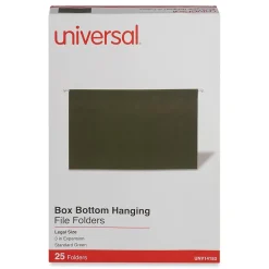 Universal Reinforced Recycled Hanging File Folder, Legal Size, Green, 25/Box (UNV14153)