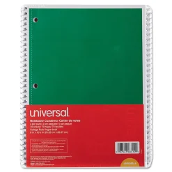 Universal 1-Subject Notebooks, 8" x 10.5", College Ruled, 70 Sheets, Assorted Colors, 4/Pack (UNV66614)
