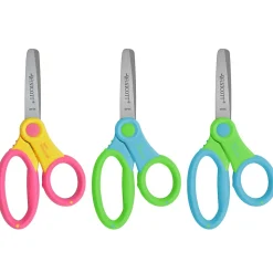 Westcott For Kids 5" Stainless Steel Kid's Scissors, Pointed Tip, Assorted Colors, 4/Bundle (ACM14596)