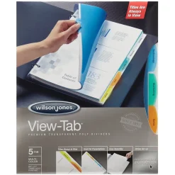 Wilson Jones View-Tab Dividers, 5-Tabs, 8.5" x 11", Assorted Colors, Set (W55565)
