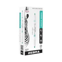 Zebra MILDLINER Double-Ended Creative Highlighter, Chisel/Bullet Tip, Blue Green, 6/Pack (78220R)