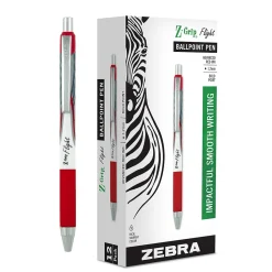 Zebra Z-Grip Flight Retractable Ballpoint Pen, Bold Point, 1.2mm, Red Ink, Dozen (21930)
